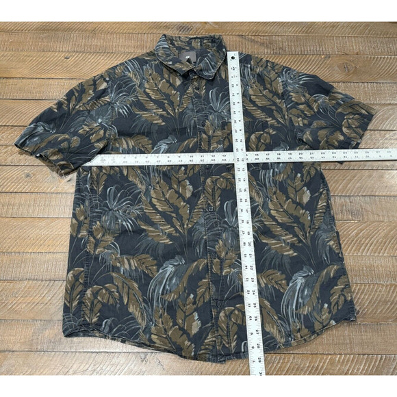 H&M Button Down Short Sleeve Dark Blu/Leaf Print Regular Fit - Men's Size L - Picture 7 of 7